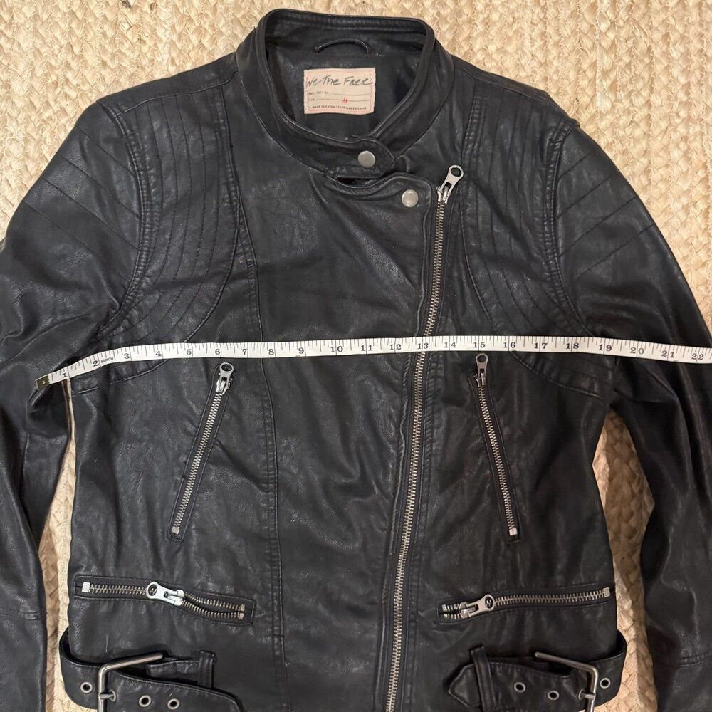 Free People Sz M Jealousy Leather relaxed Moto Jacket in Black - Picture 4 of 7